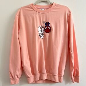 Hello Kitty x Spider-Man Embroidered Crewneck Sweatshirt in Pink size Large